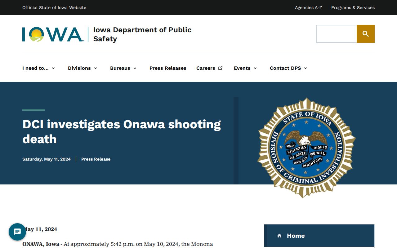 Official Iowa DCI Monona County crime news release and arrest record context