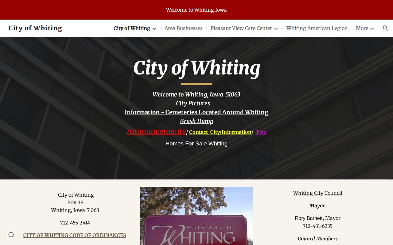 Whiting official city police records contact page